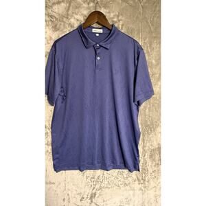 Peter Millar Polo Shirt Mens Large Blue Performance Short Sleeve Golf Casual